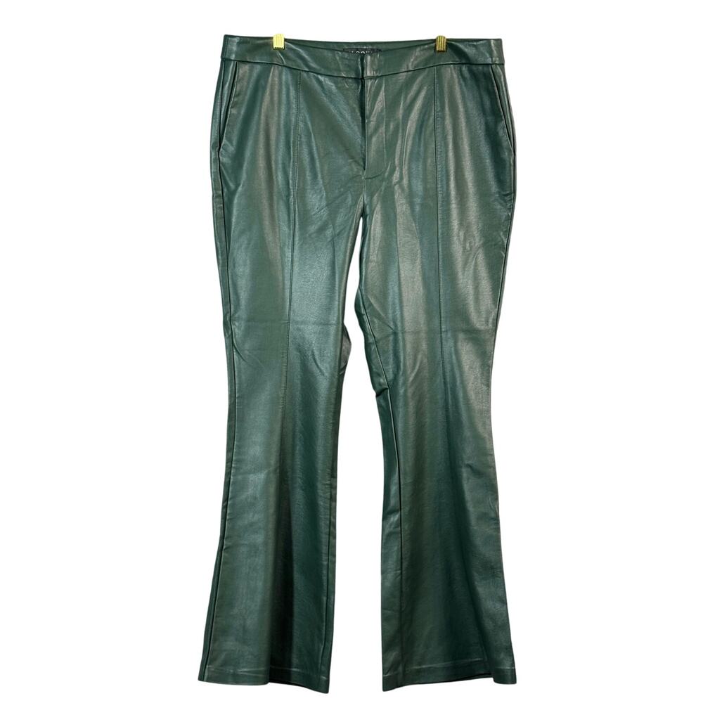 Eloquii Viscose Faux Leather Wide Leg Fall Holiday Hunter Green Pants Size 16